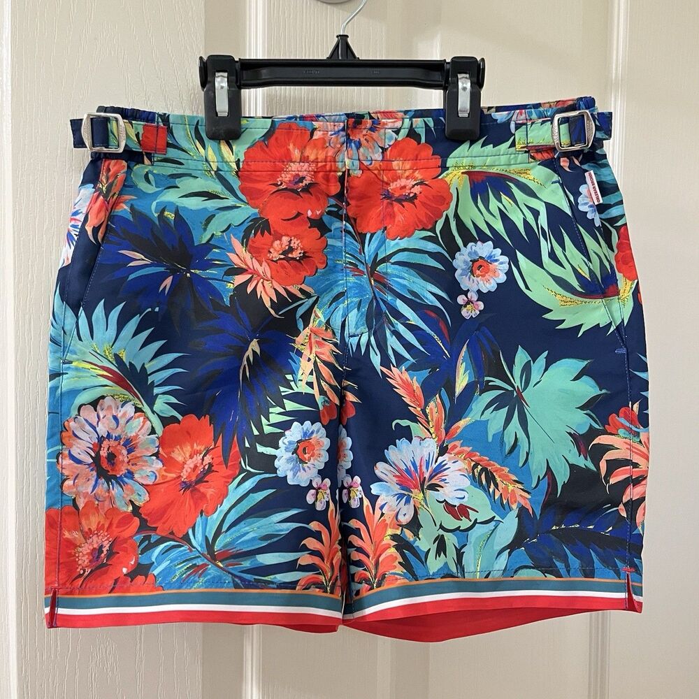 Orlebar Brown Russell Swim Shorts Blue Floral Tropical Mesh Brief Boys Size 12